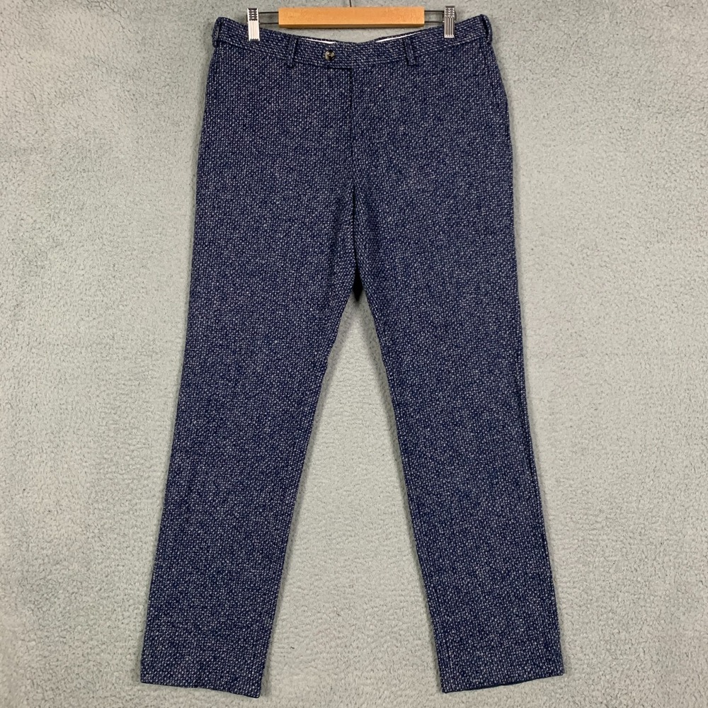 Suitsupply‎ Brescia Pants Men's US 34x31 Navy Marled Wool Silk Blend Textured